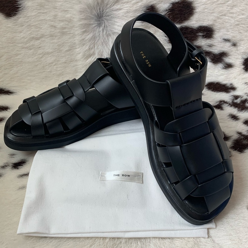 🖤RARE The Row Gaia Black Leather Fisherman Sandals